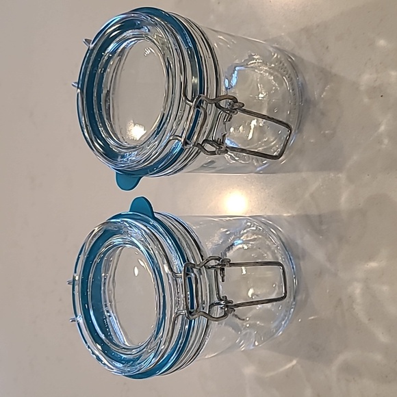 Retro Vintage Turquoise Lid Mason Spice Jars - Picture 1 of 4